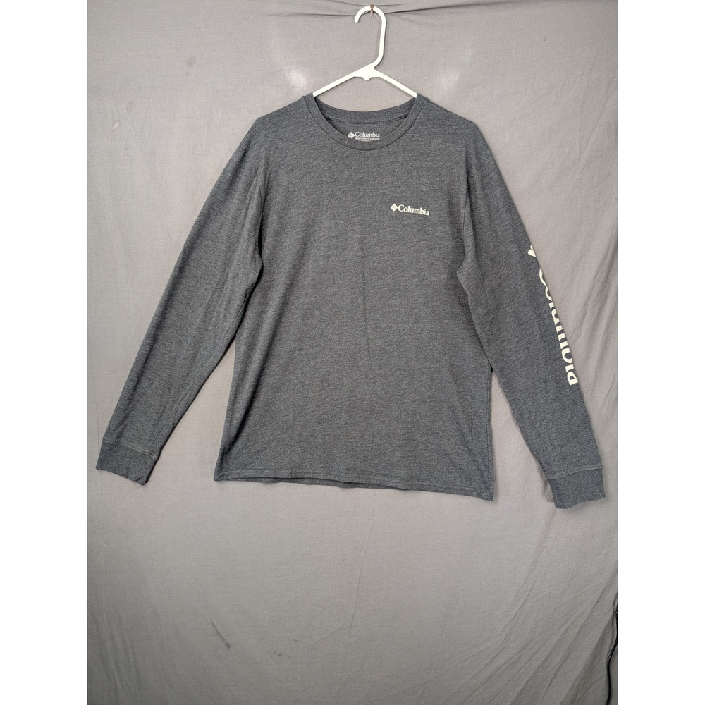 Columbia Mens Long Sleeve Graphic T-Shirt Gray Large Logo Outdoor Tee Large
